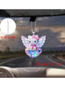 Sanrio 2D Flat[Authorized]1 Piece Hello Kitty Crystal Love Acrylic Pendant, Suitable For Rearview Mirrors, Car Fashion Pendants, Backpack Pendants, Keychain Accessories, Holiday Season Decorations, Cute Cartoon Character Design, Perfect For Valentine's Day, New Year, Christmas Party Supplies, Holiday Theme Decorations, Birthday Gifts, Home Pendants, School Decor School Surprise Dormitory Decor Back To School Home Decor Room Decor School Supplies