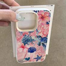 1pc Colorful Turtle, Flower, Coral Pattern TPU Material Phone Case Fits // Phones