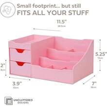 Local Delivery--Uncluttered Designs Large Black Vanity Organizer - Organizer With Drawers For Cologne, Deodorant, Beard, Shaving Lotion, Perfume & Skincare - Perfect For Bathroom & Bedroom Storage - 粉色 - 查看 4