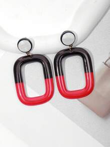 1 Pair New Geometric Rectangular Minimalist Exaggerated Earrings For Women, Suitable For Party Wear