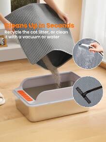 Cat Litter Mat, Large Double Layer Honeycomb Litter Trap Mat, Non-Slip And Waterproof, Floor Litter Box Anti-Pee Mat, Cat Litter Mat, Cat Supplies, Gray (Multiple Sizes Available)
