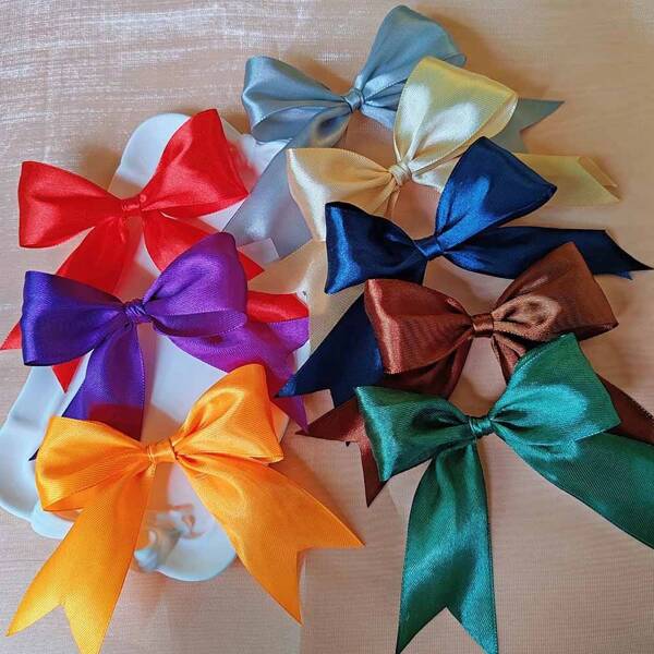 Set de 5 corbatas de moño hechas a mano de tela, moños hechos a mano para manualidades de envoltura de regalos, decoración de días festivos