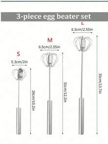 1个不锈钢半自动打蛋器，奶油搅拌器，家用半自动旋转打蛋器，按压旋转式搅拌器，不锈钢自动旋转奶油搅拌器，厨房轻松搅拌打蛋器 - 彩色 - 查看 13
