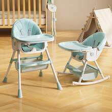 High Chair Baby, Children's High Chair With Baby Lounger, Adjustable Foldable High Chair Baby With Feeding Tray And Wheels, Basket, Grows With The Child From 6 Months To 6 Years Baby Chair - màu xanh lá - Xem 2