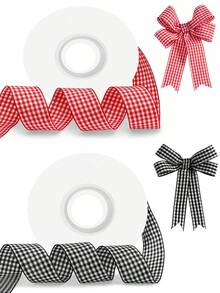 2/4 件/黑白格子丝带，约 360 英寸，适用于 DIY 发饰、礼品包装蝴蝶结、节日庆祝装饰、蛋糕装饰、花卉装饰等场合装饰 - 彩色 - 查看 3