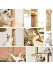 20/10米，猫抓柱绳，园艺挂绳，适用于DIY工艺品，园艺，捆绑，家居装饰，猫抓柱 - 卡其色 - 查看 3