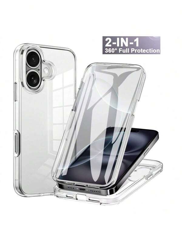 1pc 2-In-1 Full Body Transparent Protective Case With Front Screen Protector, TPU Soft Edge + PC Hard Back Cover, Compatible With IPhone 17/17 Pro/17 Pro Max/17 Air/16/16E/15/14/13/12/11 Pro Max/Plus/SE2/SE3/7/8 And OPPO, Galaxy A07 4G, Redmi A5/12/13C/12C/Note 12 Pro/NOTE14 PRO+/NOTE13 PRO/NOTE13 PRO+/POCO M6 PRO/OPPO X6 5G