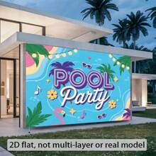 1 pieza Tapiz de pared grande de poliéster, Fiesta de piscina de verano - Diseño vibrante de flamenco tropical y palmera, Decoración interior/exterior, Telón de fondo para fotografía/transmisión en vivo, Suministros para fiestas de todas las temporadas, Fondo para eventos, Temas de festivales, Material duradero, Decoración del hogar, Plano 2D