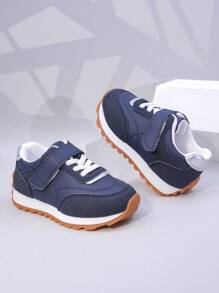 Kids' Color Splicing Athletic Shoes, Boys/Girls Campus Student Shoes With Magic Tape, Running Shoes, Casual Sneakers