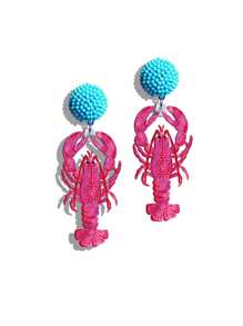 Pink Snail Brincos de acrílico com pingente de lagosta rosa fofos - Brincos pendurados com miçangas artesanais divertidos para o verão para mulheres, brincos chamativos, joias para festas na praia, acessórios de férias, presente exclusivo para ela, brincos artesanais inspirados na natureza, joias da moda primavera-verão, brincos de Natal para mulheres, presente para meninas e casais, brincos chamativos, brincos de joaninha de acrílico, brincos de inseto fofos para mulheres