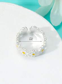 1pc Women's Adjustable Daisy Flower Oil Drop Ring, Minimalist Daily Versatile