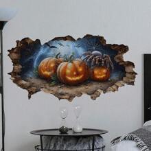 Zucca con crepe 3D e adesivi da parete per Ognissanti, impermeabile, rimovibile, autoadesivo, facile da applicare e staccare, PVC rimovibile per soggiorno, camera da letto, bagno, decorazioni festive, decorazioni per Ognissanti