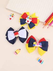 Set de 2 piezas/6 piezas de lazos de tela coloridos para el cabello de niñas de regreso a la escuela, accesorios con forma de lápiz, lazos para el cabello, accesorios lindos para el cabello para niños y niñas pequeñas, regalos para fiestas
