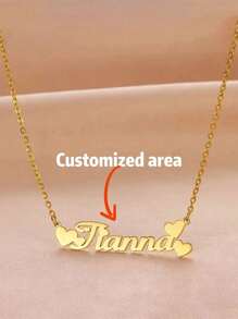 [Custom Necklace] Stainless Steel Personalized Name Necklace, Suitable For Couples And Family | Plated Gold Vintage Style | Can Engrave Birthday, Anniversary, Mother's Day Gift | Unisex, Minimalist & Cute Design