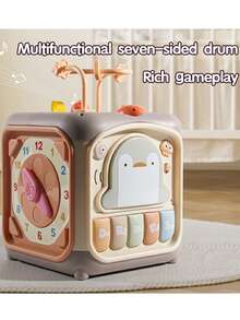 The 7-In-One Activity Cube Early Education Toy Is Suitable For Children Aged 1 To 3. It Is Both Entertaining And Educational, Promoting Fine Motor Skills, Cognitive Abilities And Logical Thinking - Màu Xám nhạt - Xem 1