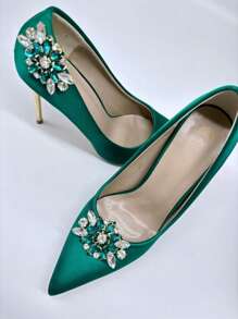 2pcs Asymmetrical Green Shoe Buckle Decor, Accessories For High Heels, Casual/Formal Shoes, Holiday/Wedding