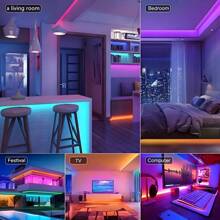 1m/20m Fita de Luz LED RGB Alimentada por USB, Controle Remoto de 24 Teclas, 16 Cores Ajustáveis, Lâmpadas Decorativas Flexíveis de LED 5050