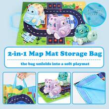 Baby Toy Car For 18 Months Infant, Soft Rubber Push And Go Car For 1 2 Year Old Girls Boys,Rattle And Roll Car With Playmat/Storage Bag, Birthday Gift For Toddler