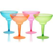 TRUE Plastic Margarita Glasses, Disposable Margarita Glass Cups, Colorful Cocktail Glasses, Pool And Beach Party, Holidays, BBQs, Indoor & Outdoor Parties, 12 Oz, Set Of 12, Multicolor
