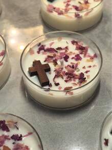 Kreuz Gebetskerze, aus natürlichem Sojaöl mit Rosenblüten hergestellt, für den Innenbereich, geeignet für Gebet, Raumdekoration und Stimmungsverbesserung