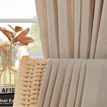 Sheer Curtains 84 Inches Long, White Curtains Living Room 2 Panels Set, Linen Curtains Window Privacy With Filtering (W52 X L84 Inch, Linen), Home Decor - 純粹的幸福 - 查看 6