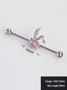 1 Stück Titan-Stahl Ohrknorpel Piercing Schmuck, rosa Schmetterling, Herz, Zirkonia Stern, Buchstabe, Hase, Engel, Pfirsich Herz Charm