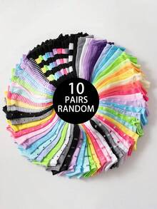 50/40/30/20/10/5/1 Pair Women/Girls Solid Color Patterned Lace Ankle Socks, Odor Resistant Breathable Casual For Students And Adults, Suitable For Sports, Holidays, Daily Life, Random Color & Style Delivery - Multicolor - View 12