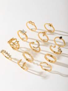 Set de 13 anillos de mujer con cristales de estilo bohemio, con formas de estrella, sirena y flor, ideal para verano, playa, uso diario, Día de San Valentín, Pascua, Navidad, cumpleaños, regalo