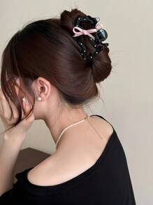 1pc Cute Bow Polka Dot Puppy Claw Clip Elegant Half Updo Hair Clip Hair Claw Stylish Multi-Wear Headpiece Fashion Hair Accessories
