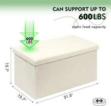 Folding Storage Ottoman Bench, White Upholstered Sherpa Ottoman, Large Storage Chest Footrest With Lids, Entryway Bench For Living Room, 31.5'' X 15.7'' X 15.7'' - 白色 - 查看 5