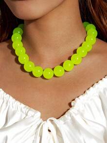 imoli 1 件时尚波西米亚糖果色亚克力串珠项链，女士别致珠宝，夏日派对、音乐节、日常佩戴的完美礼物（由于人工染色，珠子颜色可能略有不同） - 彩色 - 查看 13