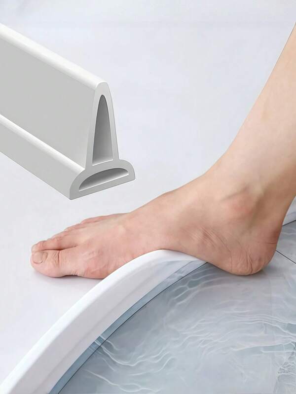 1 Roll Silicone Water Stopper For Shower - Easy Install Dry And Wet Separation Barrier, No Power Needed, White Flood Guard For Bathroom
