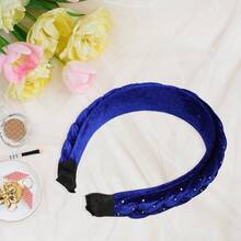 Velvet Headband For Women, Braided Velvet Headband, Braid Hair Band Winter, Criss Cross Twist Hairbands, Fashion Knotted Headbands, Hair Accessories For Women - 藍色 - 查看 4
