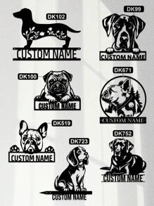 1 pieza Decoración de pared de arte de metal personalizable con salchicha dóberman con texto personalizado, silueta de perro con flores, cartel de metal para amantes de las mascotas, regalo personalizado para propietarios de perros, decoración colgante interior y exterior para amantes de los perros, regalos de Navidad, ornamentos, decoración del hogar, decoración de pared, decoración de habitación, decoración de la sala de estar, decoración de dormitorio, decoración de baño, decoración de cocina, decoración de la casa, regalos personalizados, regalos personalizados, decoración de jardín al aire libre