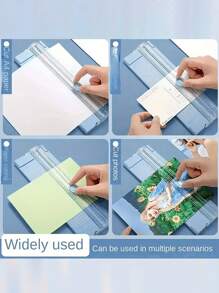 1 pieza Cortador de papel plástico portátil Mini A4, herramienta de corte de fotos para manualidades, recortador de precisión para uso escolar, hogar y oficina con construcción de plástico duradero, artículos escolares, de vuelta a clases