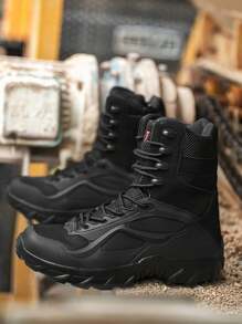 Men's High-Top Outdoor Camping Military Boots, Breathable Casual Comfortable Hiking Boots, Training Work Tactical Boots