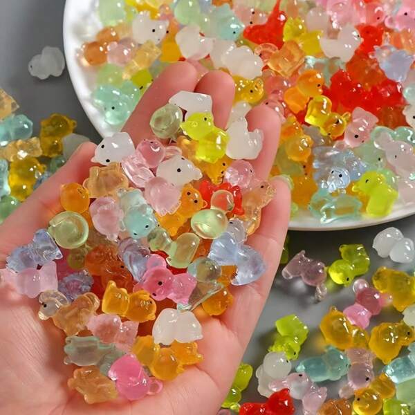 36/54 Stück sortierte, im Dunkeln leuchtende Mini-Harz Tierfiguren, leuchtende Miniaturverzierungen für Feengarten, Aquarium, Miniaturlandschaft, Spielzeughaus
