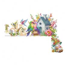 DIY Diamond Painting Kit - Lovely Bird House Wooden Door Sign | Spring Craft Decor For Home, Living Room, Bedroom