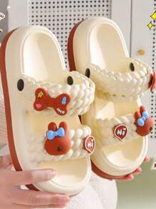 1 Pair Women's Removable Flower Decor Soft-Step Sandals, Two-In-One Design, Versatile Beach Slides