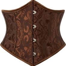 1pc Women's 4 Hook Intricately Patterned Corset, Supports Bust, Cinches Waist, Suitable For Daily Wear Halloween Costume - Coffee Brown - View 2
