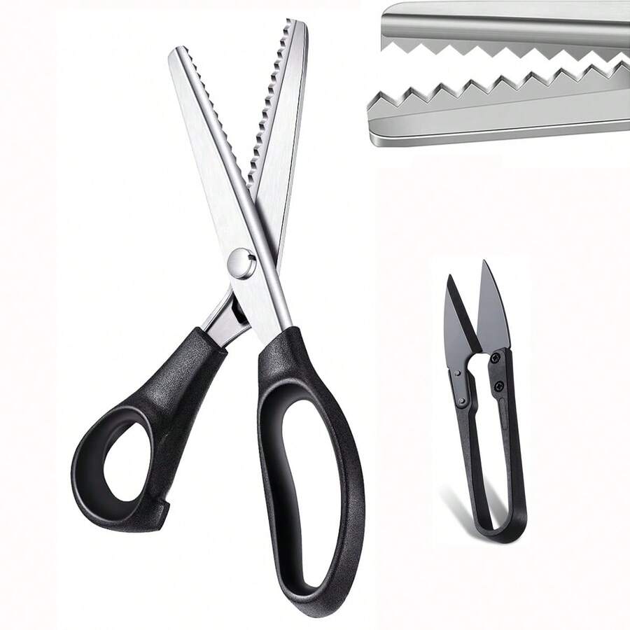 专业锯齿剪刀和小型刺绣剪刀、花边剪刀、舒适不锈钢缝纫剪刀、织物工艺裁剪工具、用于纺织品装饰DIY的锯齿刀片剪刀