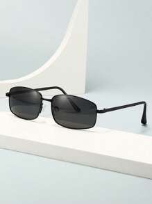 1 pièce Lunettes de soleil carrées métalliques rétro, lunettes décoratives classiques de mode unisexe avec protection UV pour l'extérieur, la plage et les voyages