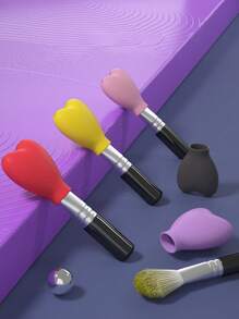 3pcs/Set Heart-Shaped Silicone Makeup Brush Protectors, Anti-Dust Storage & Protection Case, Brush Guards To Prevent Frizz,Makeup Brush Dust Protective Cover, Suitable For Travel, Vacation,Makeup Table, Dormitory,Ideal For Women, Daughters, Sisters, Teachers