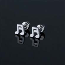 A Must-Have For Daily Leisure! The Note Round Cake Earrings Are A Fashionable Declaration For Free Spirits. With A Unique Note-Shaped Design And A Flexible Leather Loop, These Earrings Are Made Of Stainless Steel, Shining With Style.