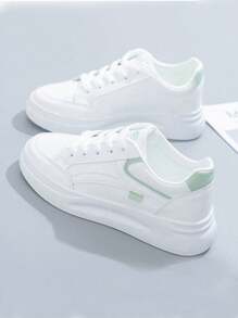 2025 New Fashion White Sneakers With Thick Soles, College Style, Versatile Casual Sports Shoes For Women