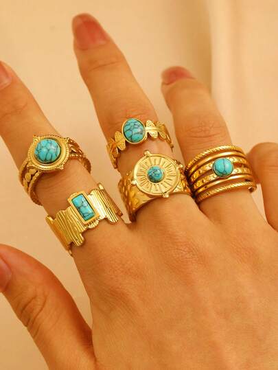 1 szt. Regulowany pierścień ze stali nierdzewnej w stylu europejskim, zdobiony kryształkami, modny i elegancki, odpowiedni na co dzień, na spotkania i festiwale