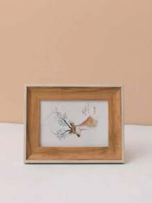 1pc 5-Inch Imitation Wooden Photo Frame With Replaceable Picture Core, Table Arrangement And Random Photo Paper Card Display Stand, Suitable For Home Decoration, Birthday And Graduation Gifts.