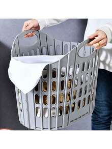 1pc Modern Foldable Laundry Basket, Portable Multi-Compartment Dirty Clothes Storage Box, Durable Laundry Hamper Suitable For Home And Bathroom - Multicolor - View 3