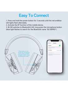 Acinaci Wireless Gaming Headset With Detachable Noise-Proof Microphone, 2.4G Bluetooth - USB - 3.5mm Wired Jack 3 Modes Wireless Gaming Headphones For PC, Switch, Phone, Tablet