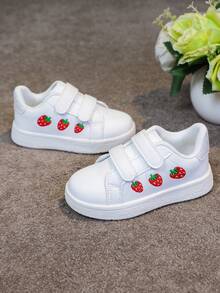 1 đôi giày thể thao vải bố unisex, thoải mái, thoáng khí, thêu hình hoạt hình, giày đế bằng cho học sinh, giày chạy bộ thời trang, dễ thương, năng động. - trắng - Xem 4